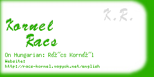 kornel racs business card